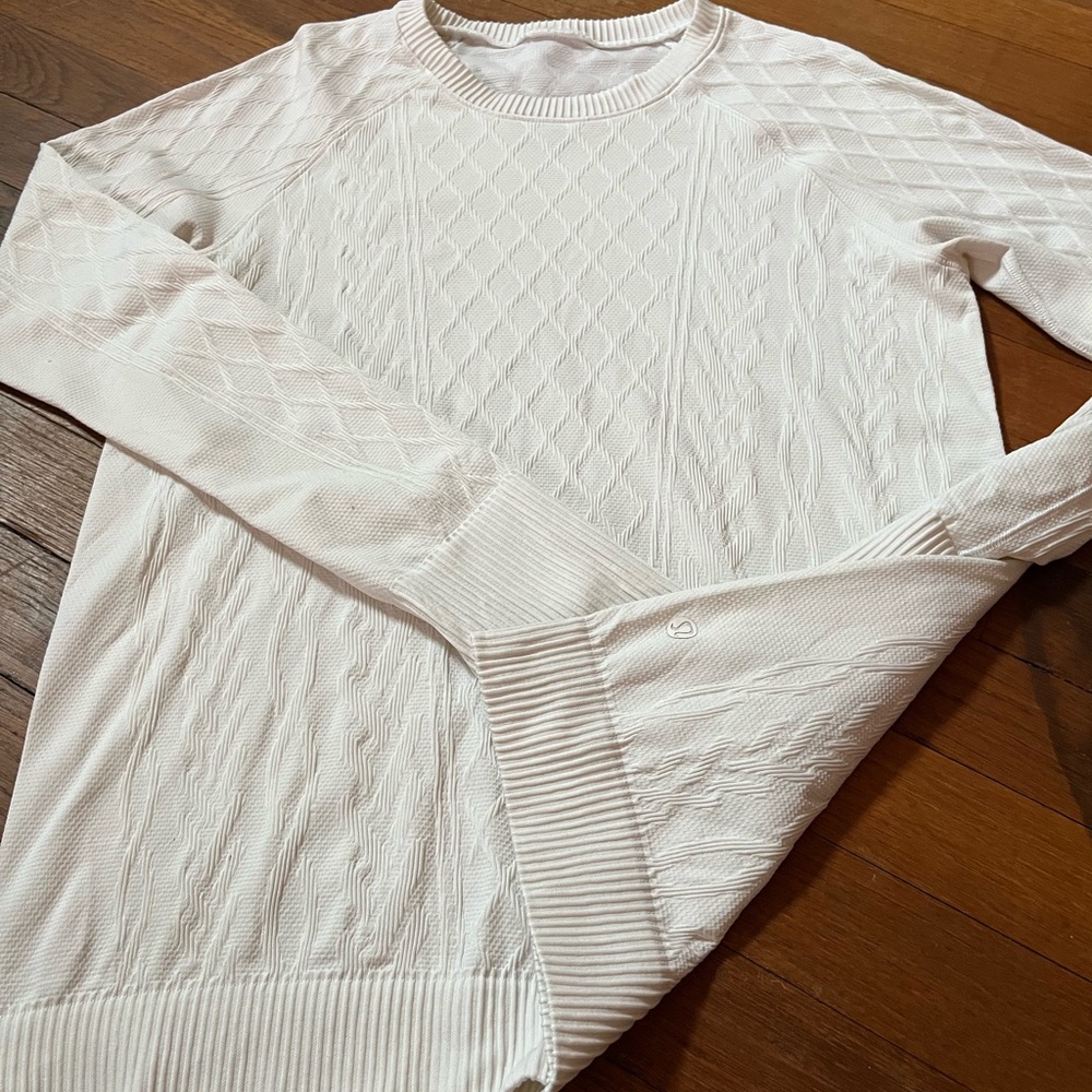 lululemon athletica White Faux Cable Knit Athletic Top